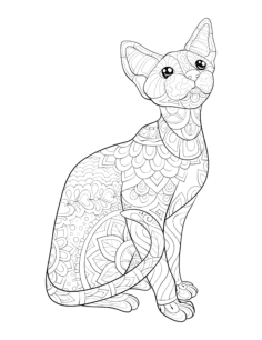 Sphynx With Intricate Pattern Cat Tracing Shape Pdf, Free Vectors File
